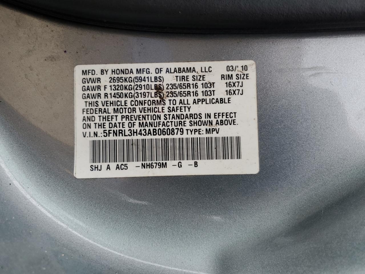 2010 HONDA ODYSSEY