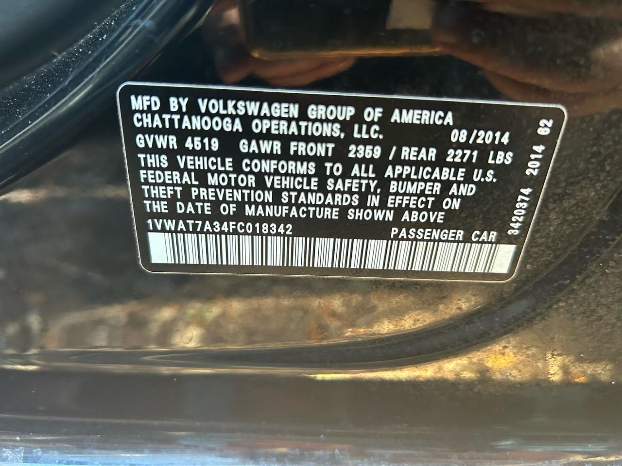 2015 VOLKSWAGEN Passat
