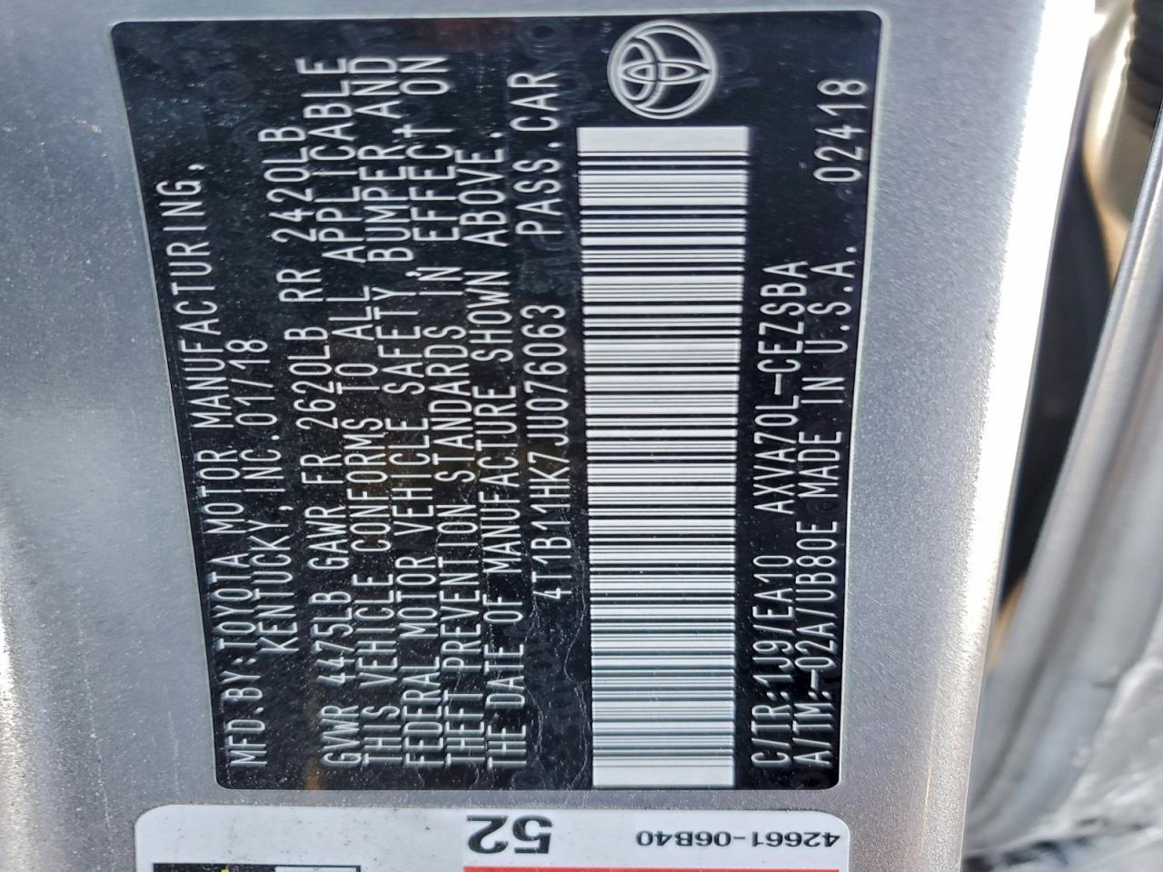 2018 TOYOTA CAMRY