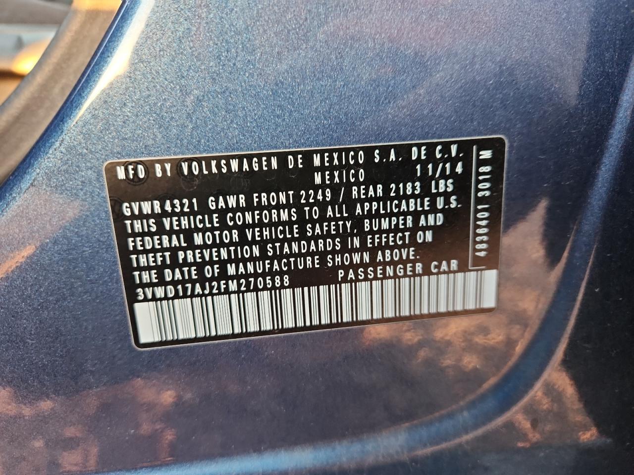 2015 VOLKSWAGEN JETTA