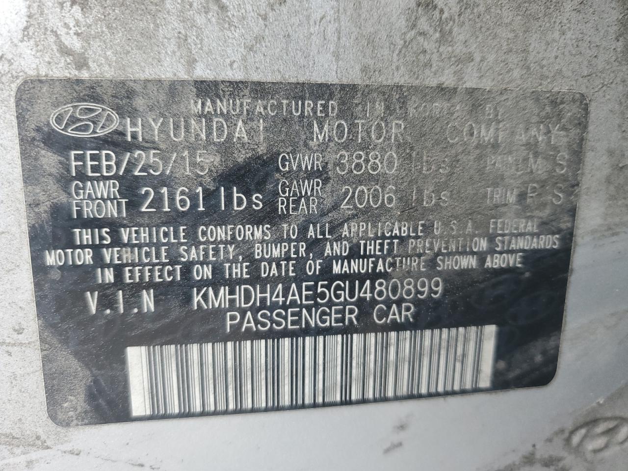2016 HYUNDAI ELANTRA