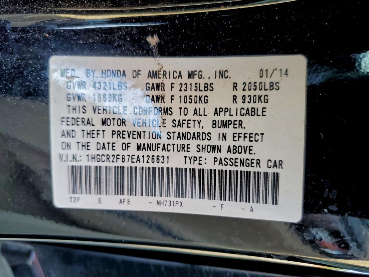 2014 HONDA ACCORD