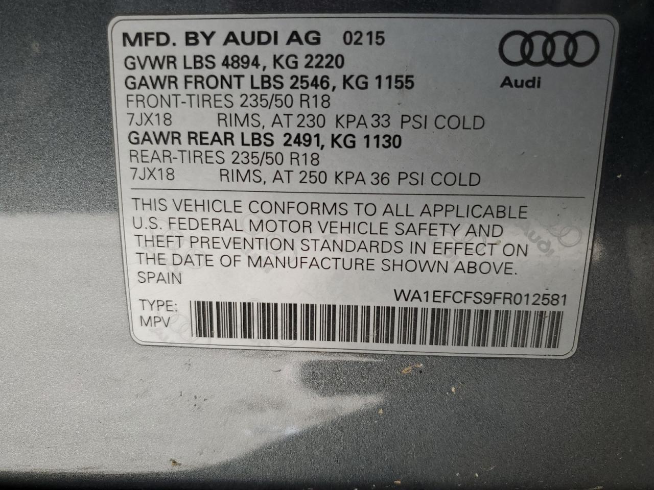 2015 AUDI Q3