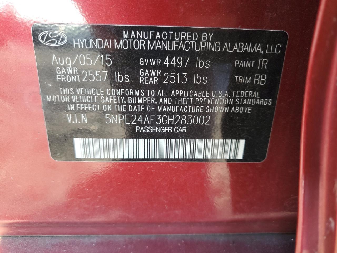 2016 HYUNDAI SONATA