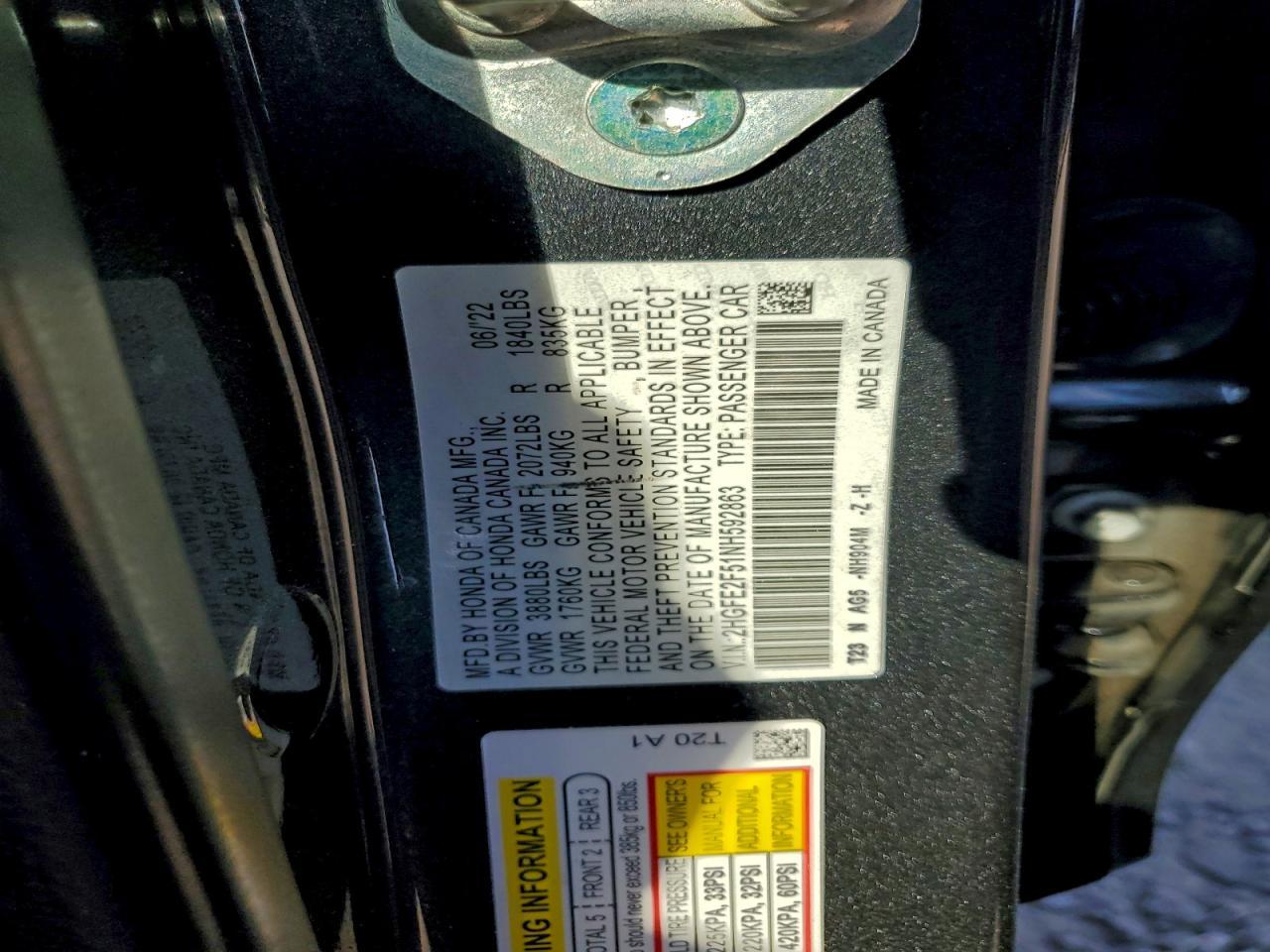 2022 HONDA CIVIC