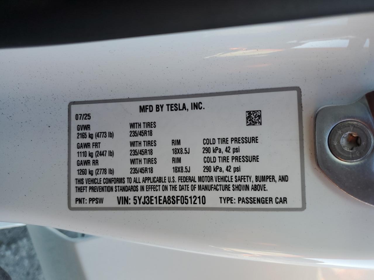 2025 TESLA MODEL 3