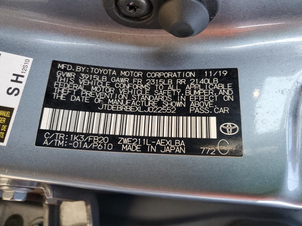 2020 TOYOTA COROLLA