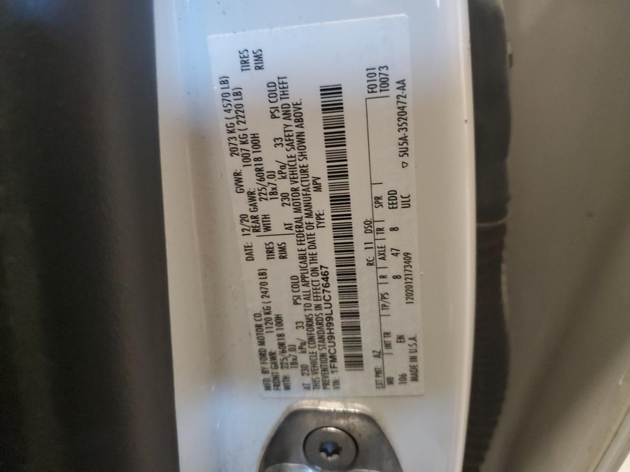 2020 FORD ESCAPE