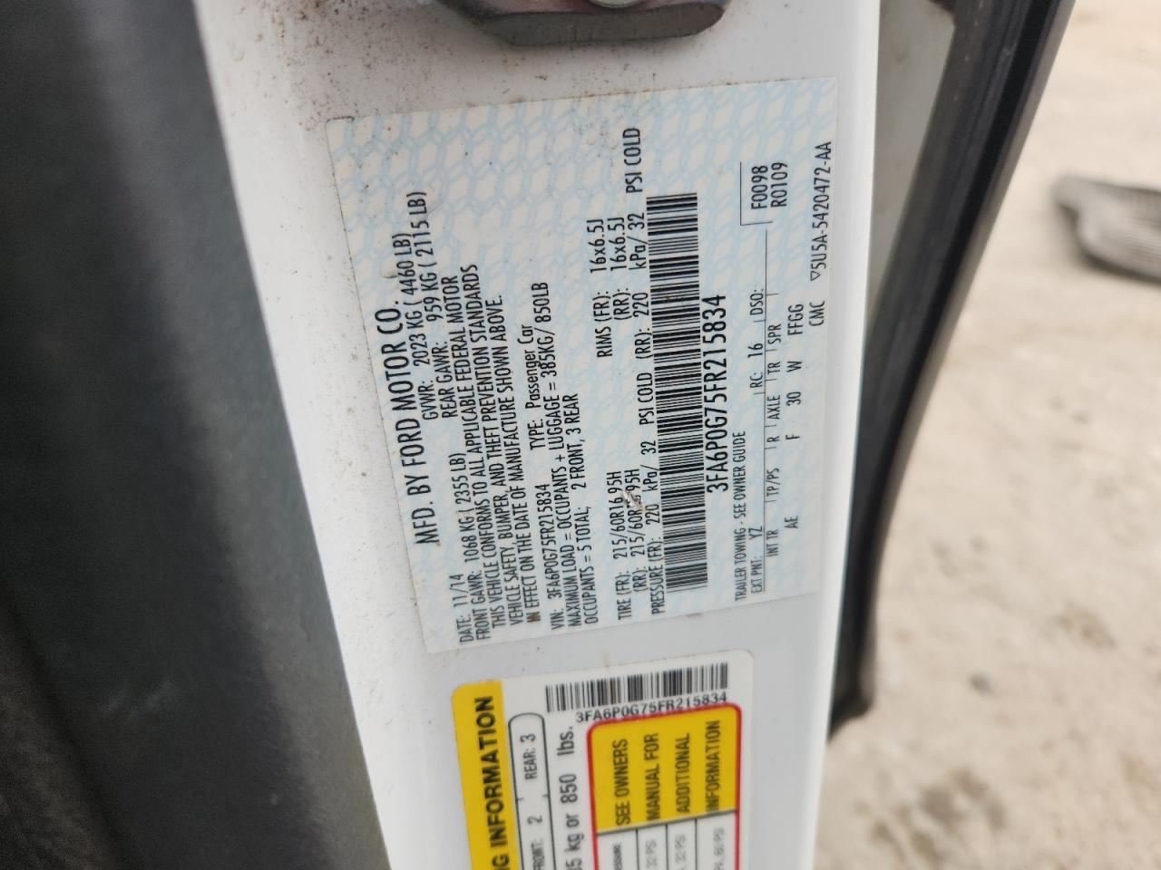 2015 FORD FUSION