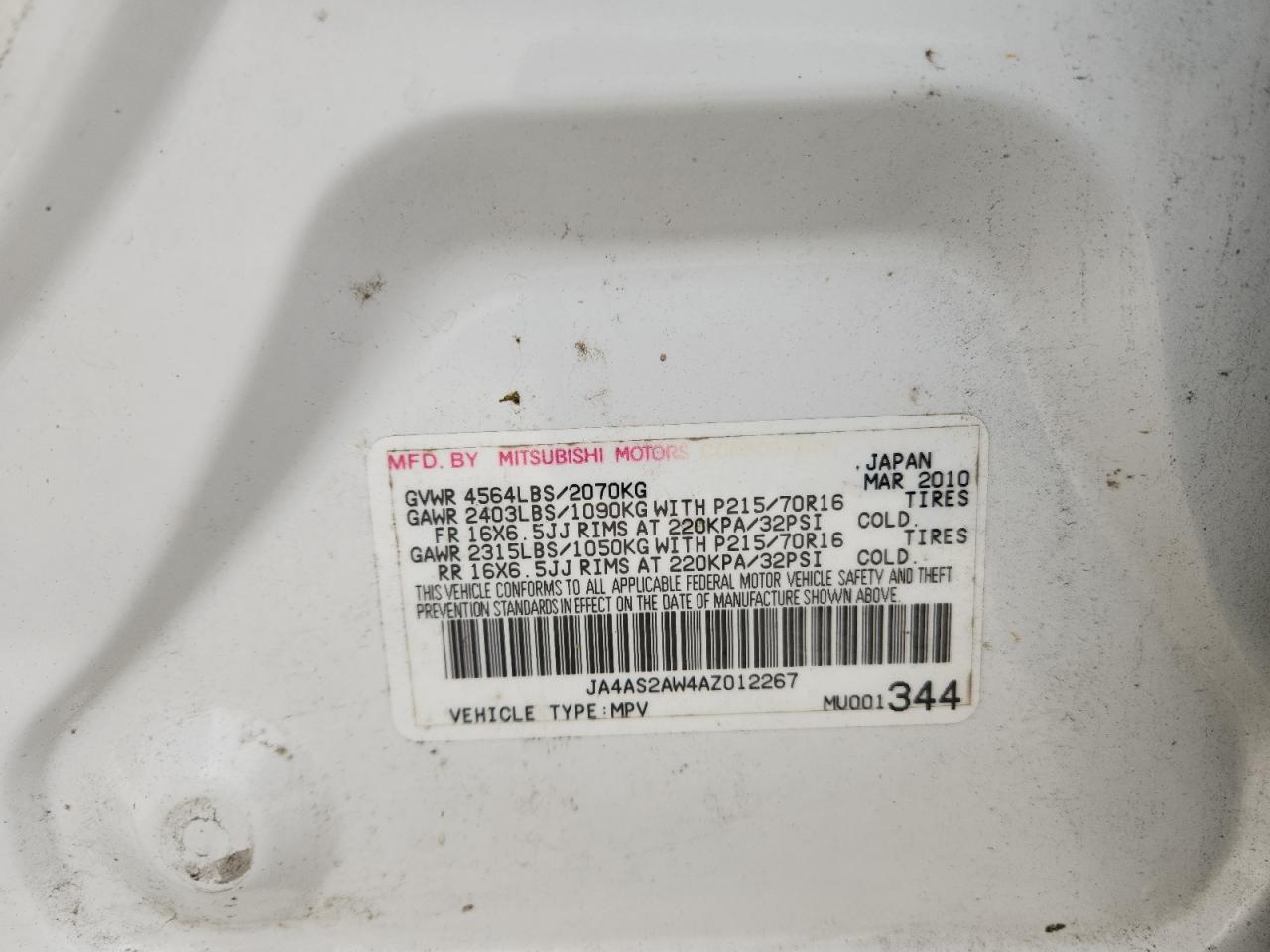 2010 MITSUBISHI outlander