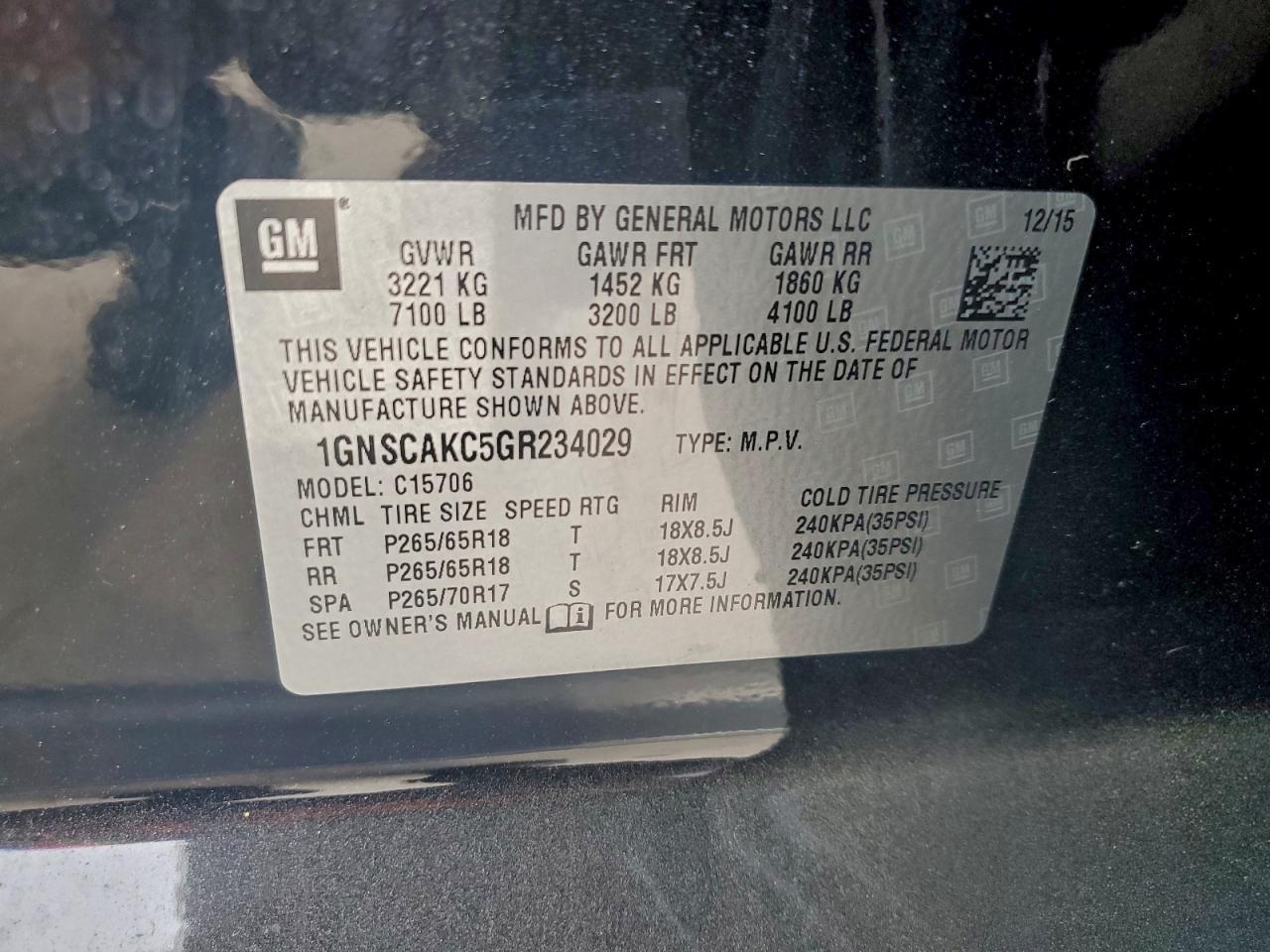 2016 CHEVROLET Tahoe