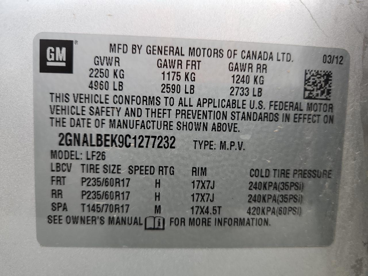 2012 CHEVROLET EQUINOX