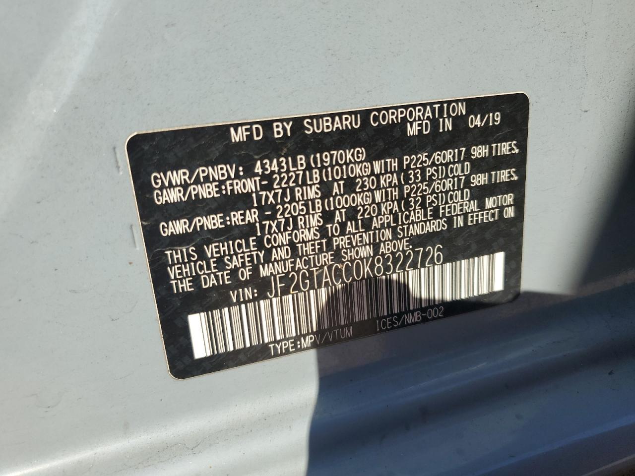 2019 SUBARU Crosstrek