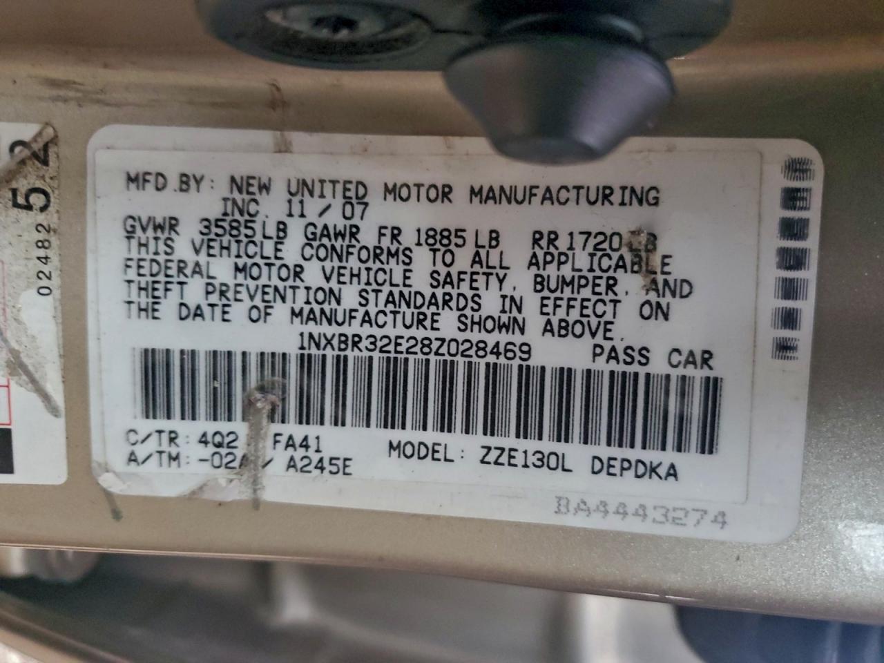 2008 TOYOTA COROLLA