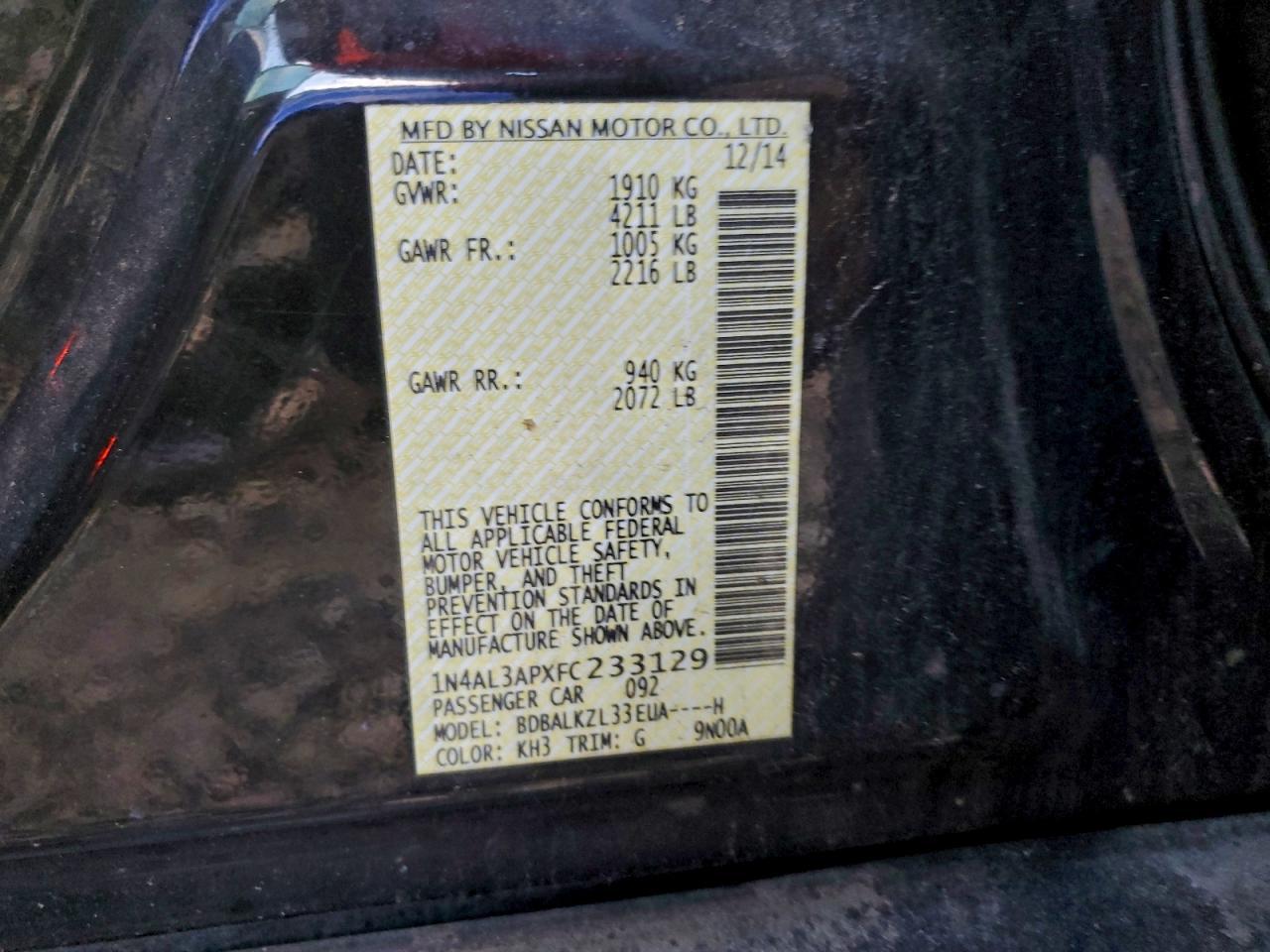 2015 NISSAN ALTIMA