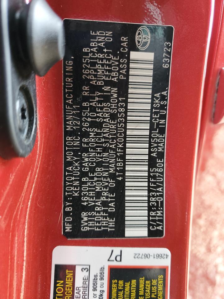 2012 TOYOTA CAMRY