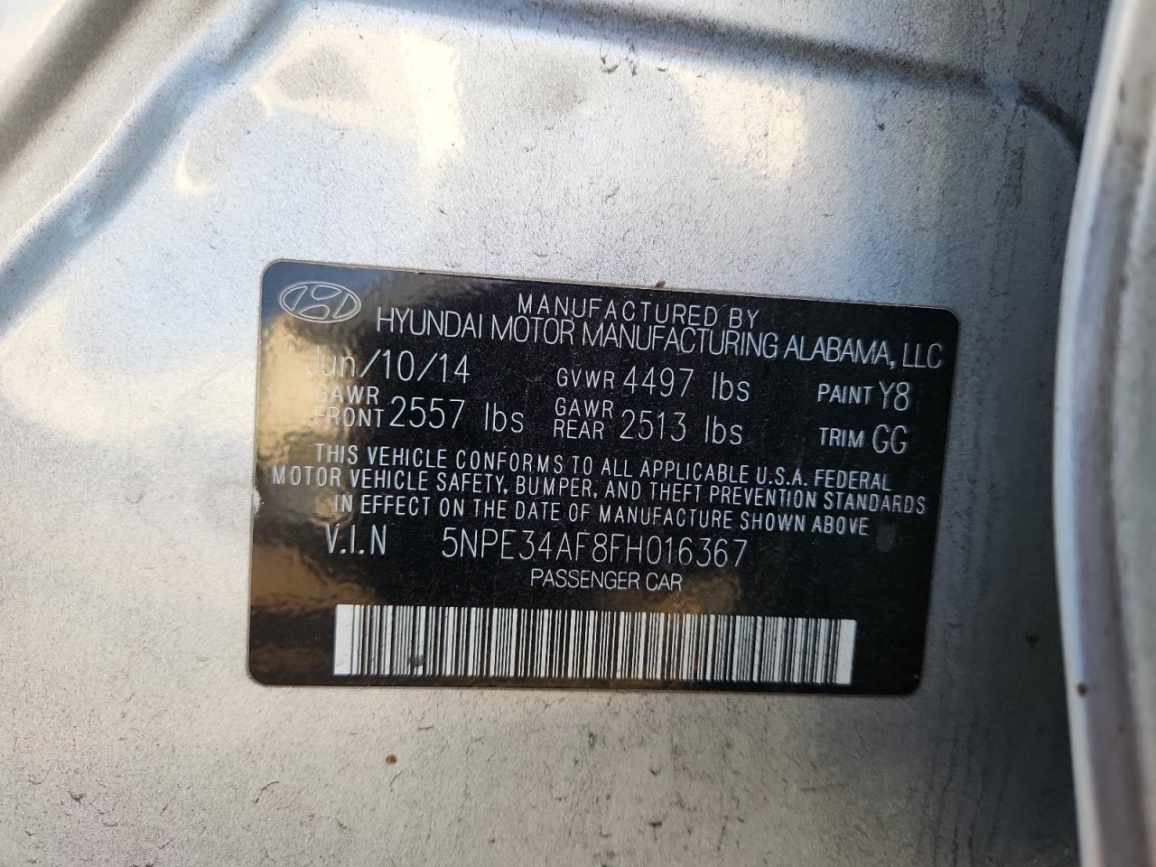 2015 HYUNDAI SONATA