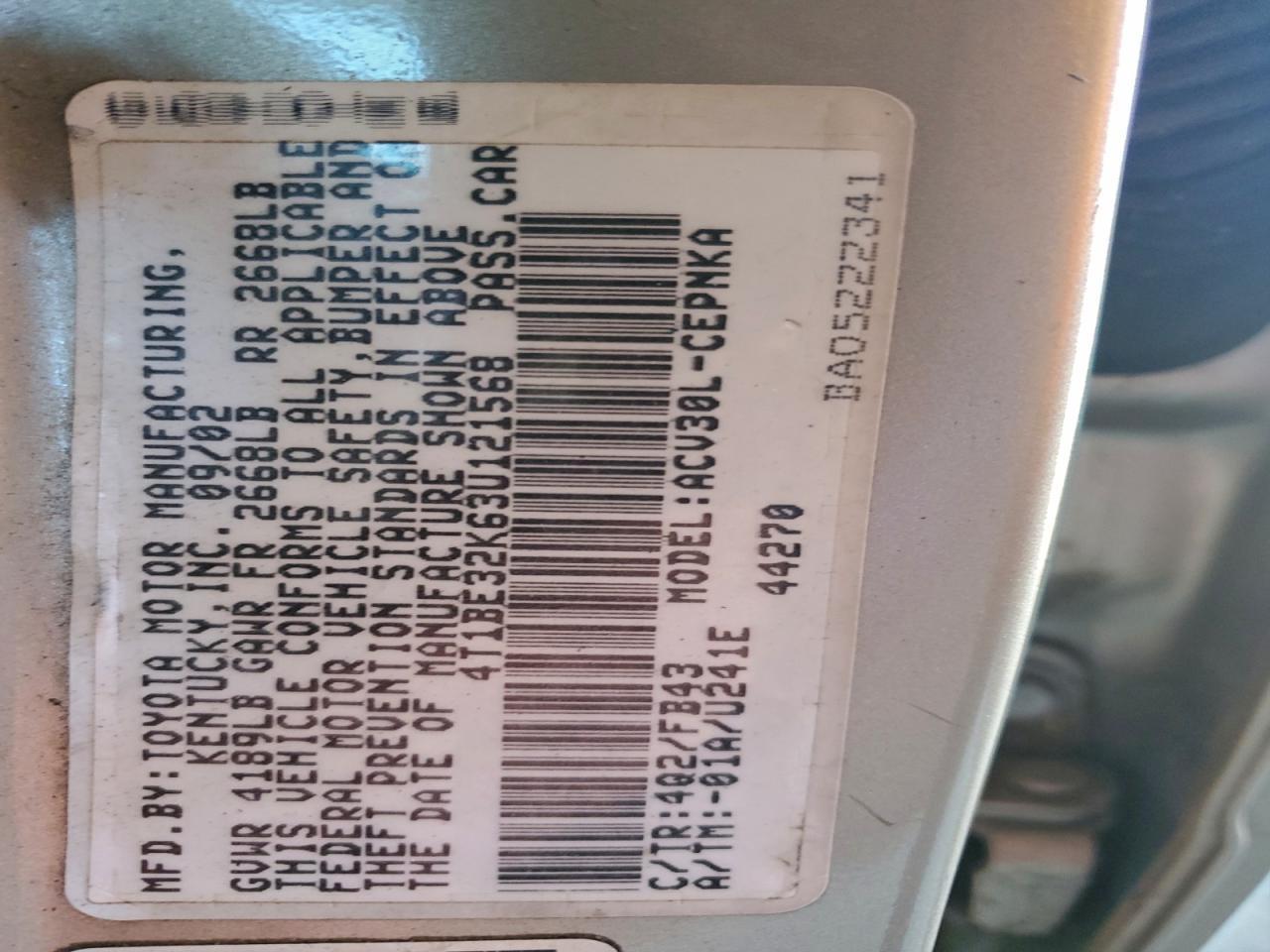 2003 TOYOTA CAMRY