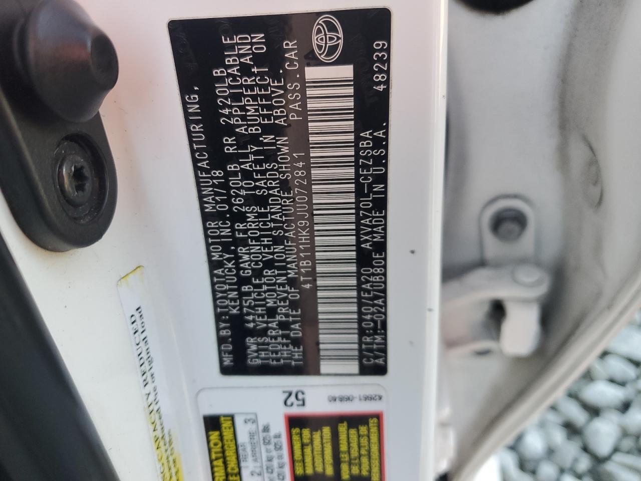 2018 TOYOTA CAMRY