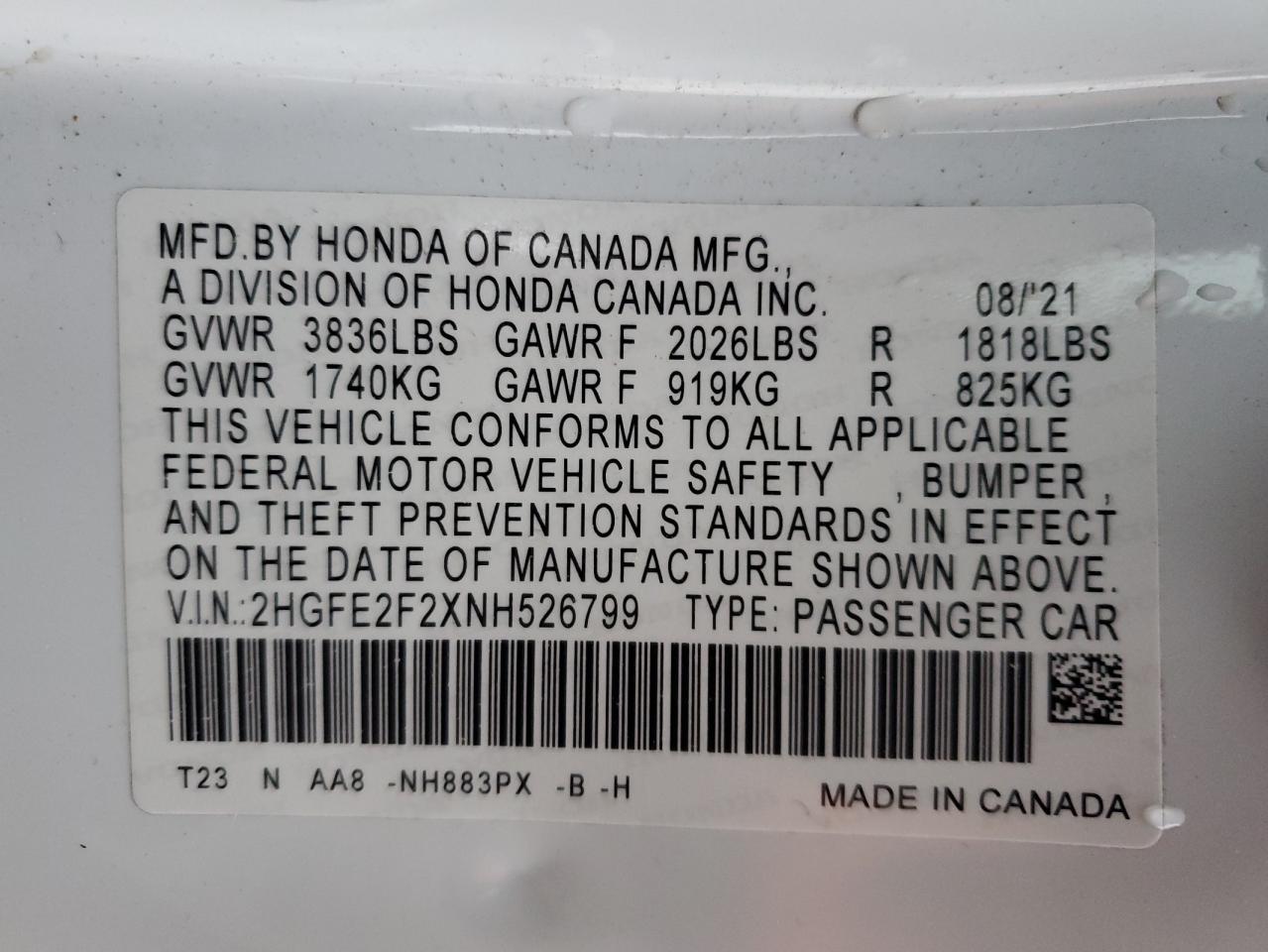2022 HONDA CIVIC