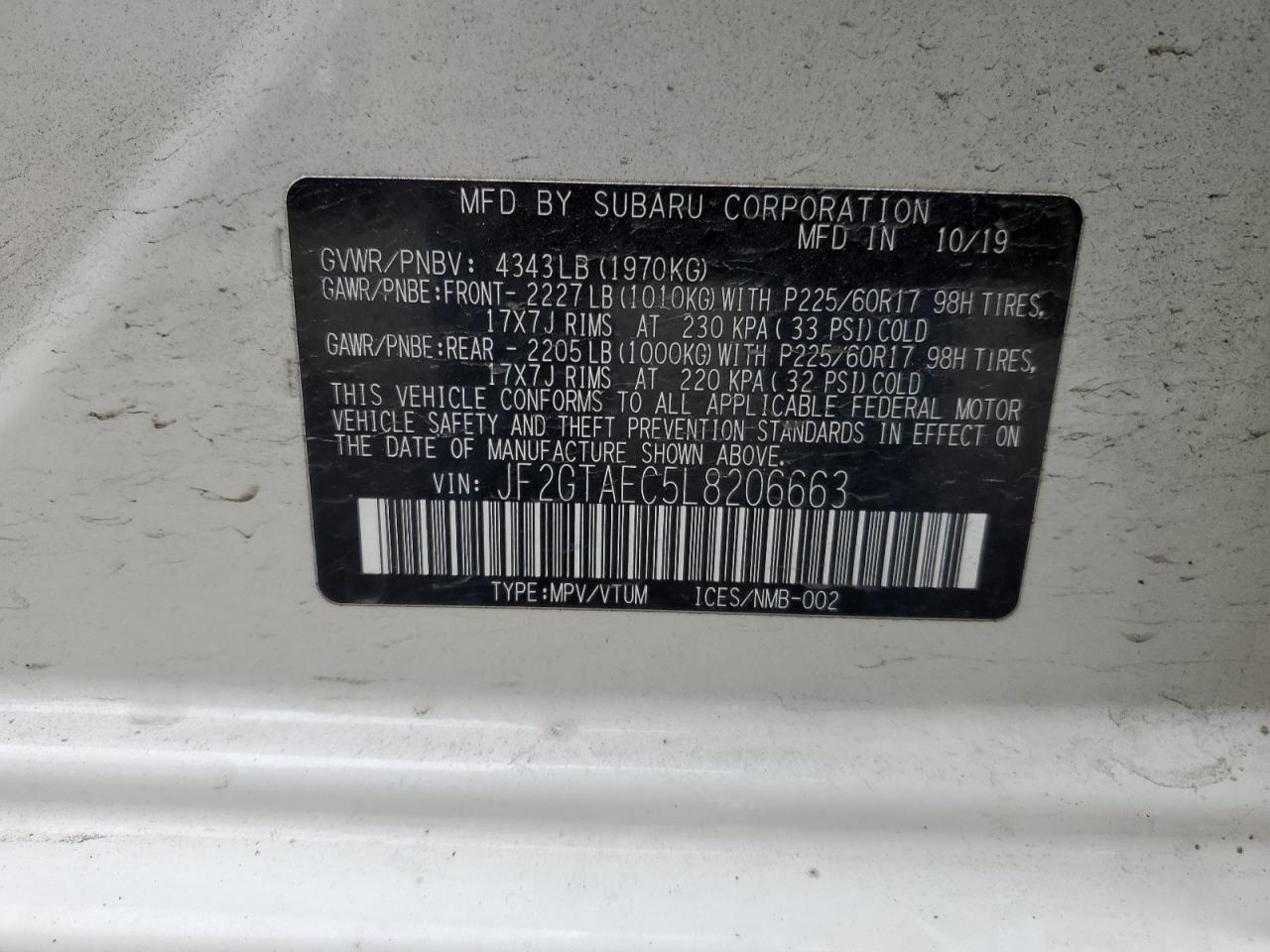 2020 SUBARU Crosstrek
