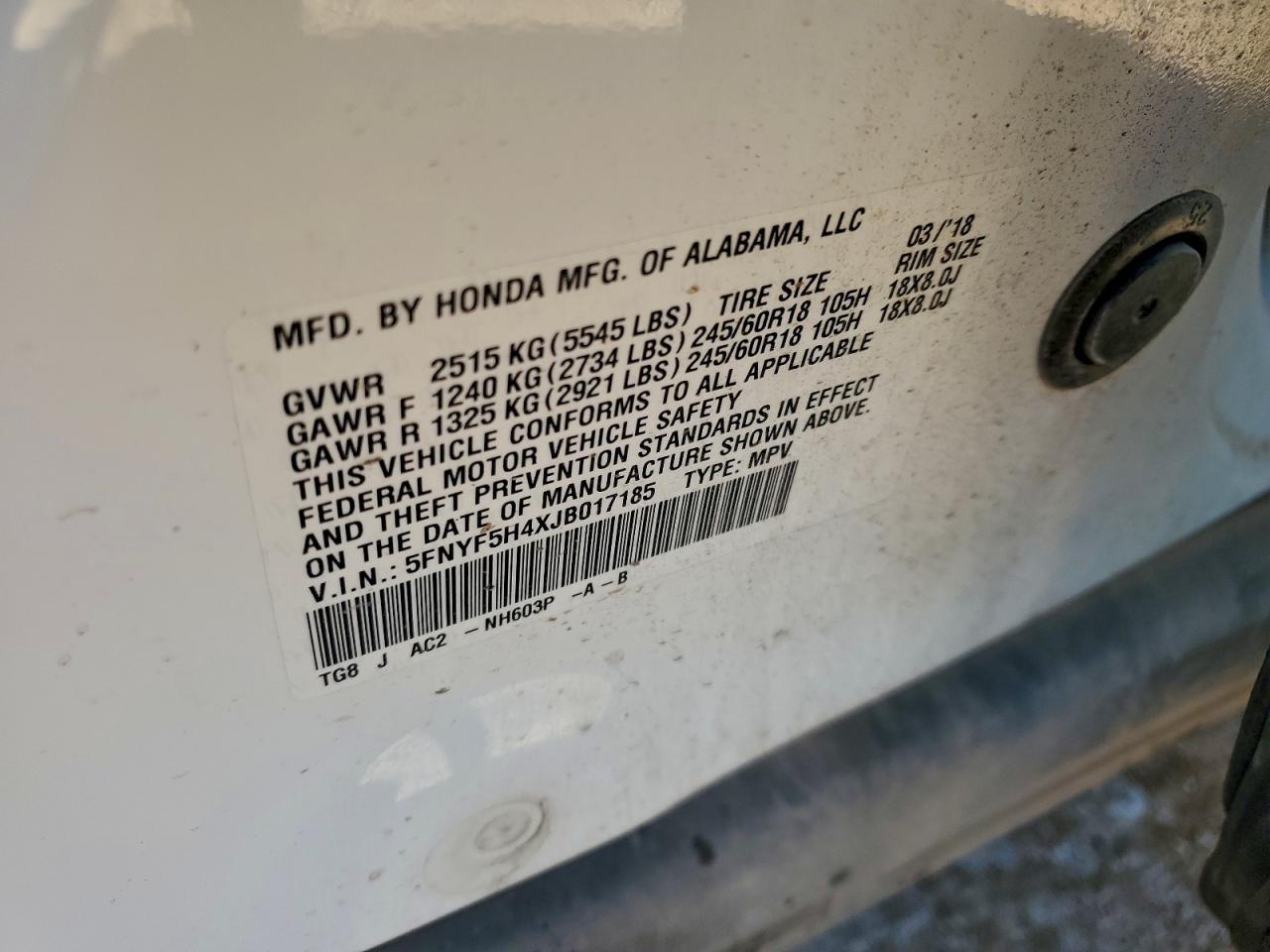 2018 HONDA PILOT