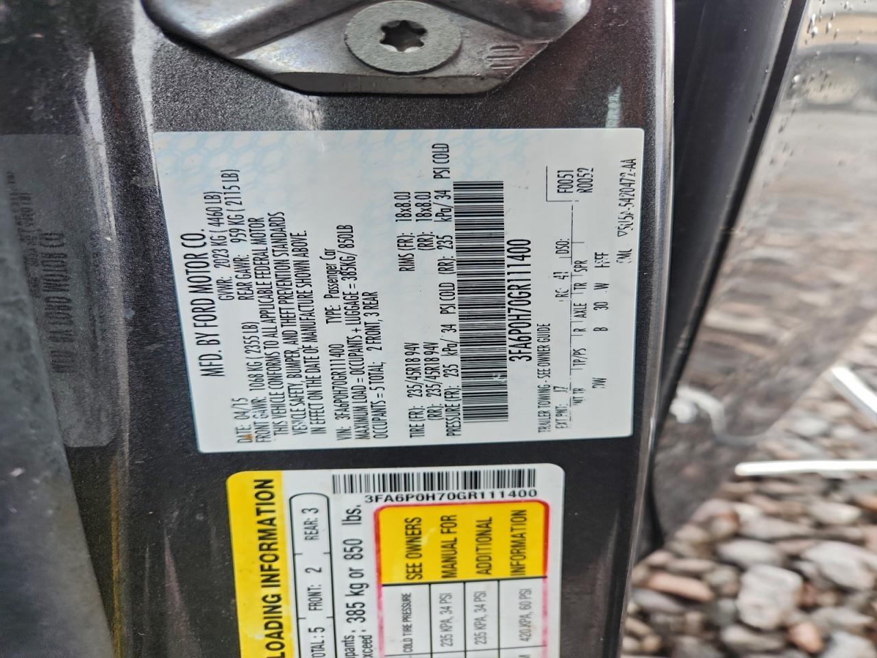 2016 FORD FUSION