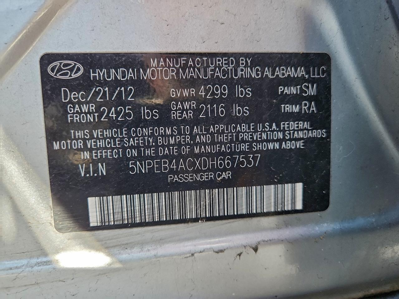 2013 HYUNDAI SONATA
