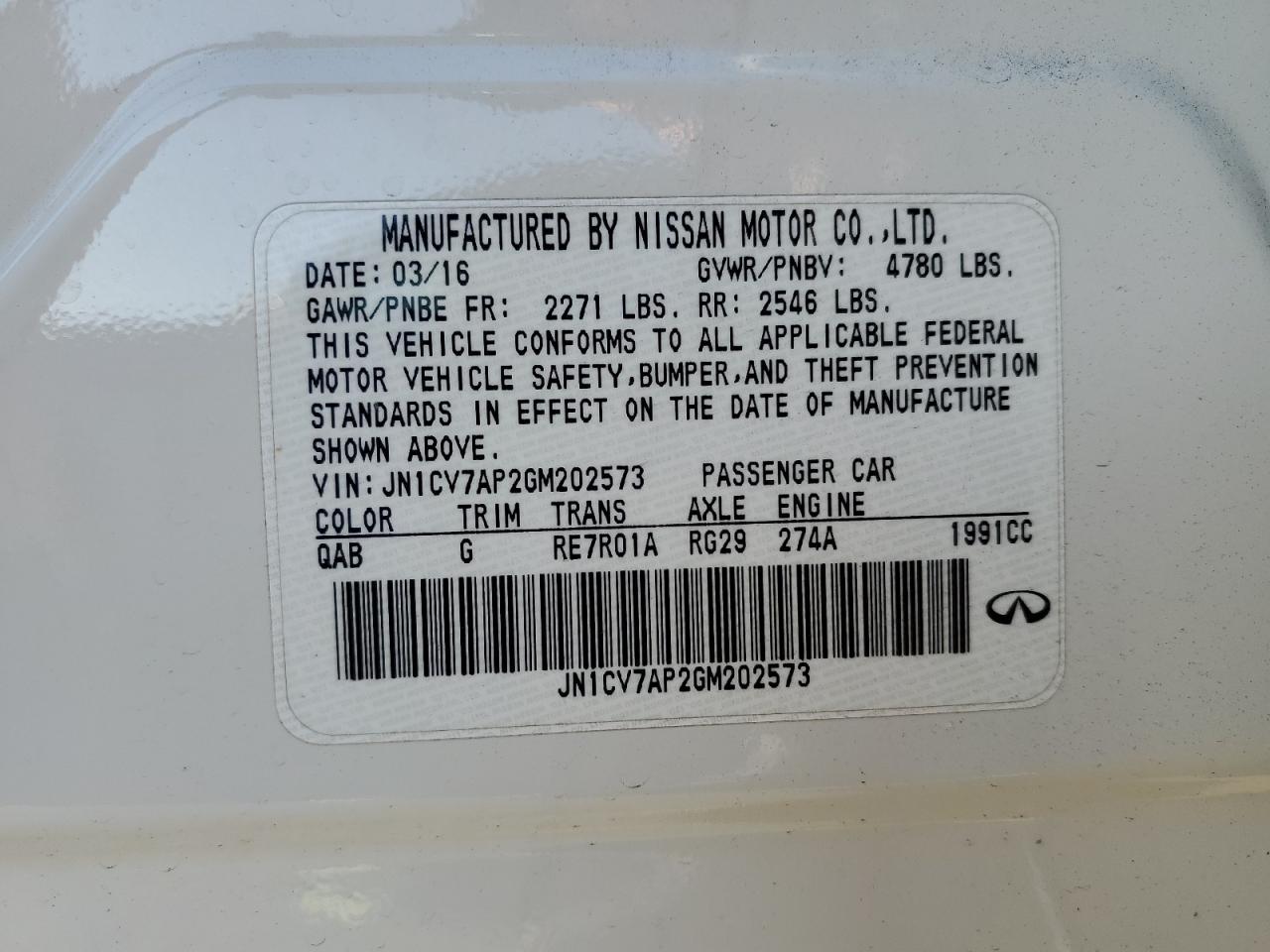 2016 INFINITI Q50