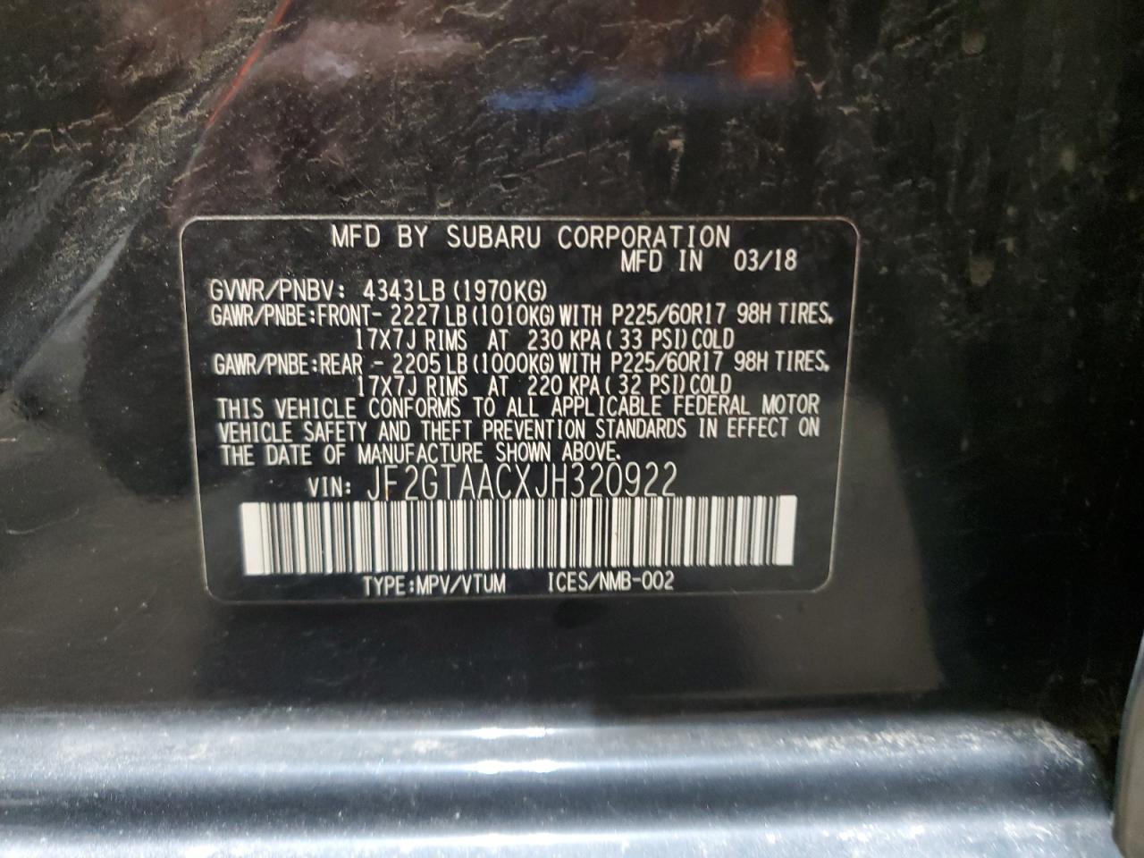 2018 SUBARU Crosstrek