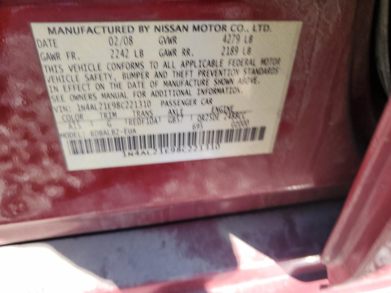 2008 NISSAN ALTIMA