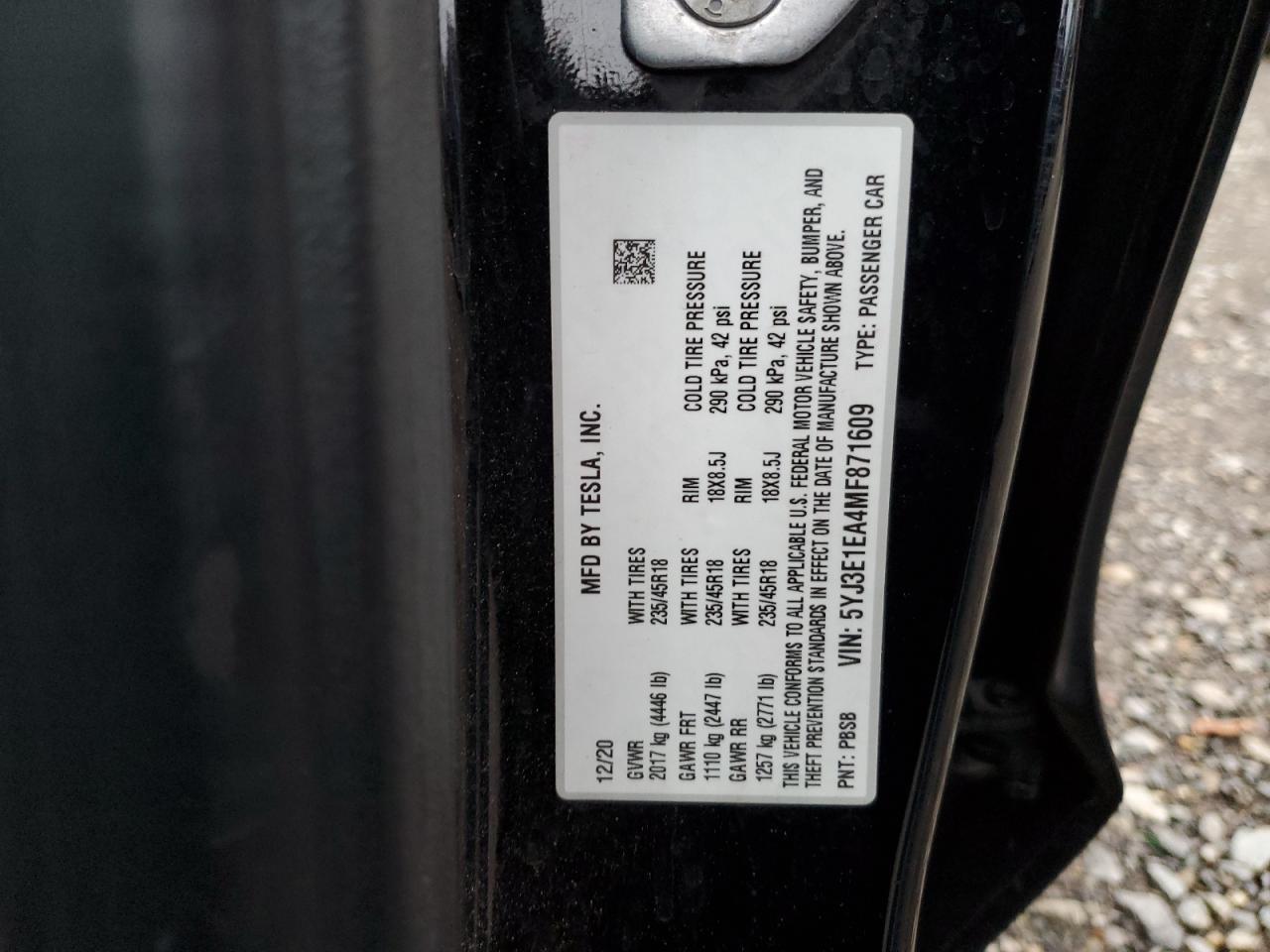 2021 TESLA MODEL 3