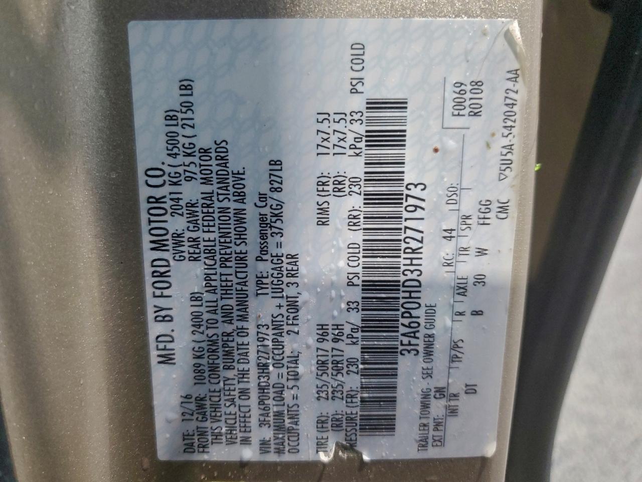 2017 FORD FUSION