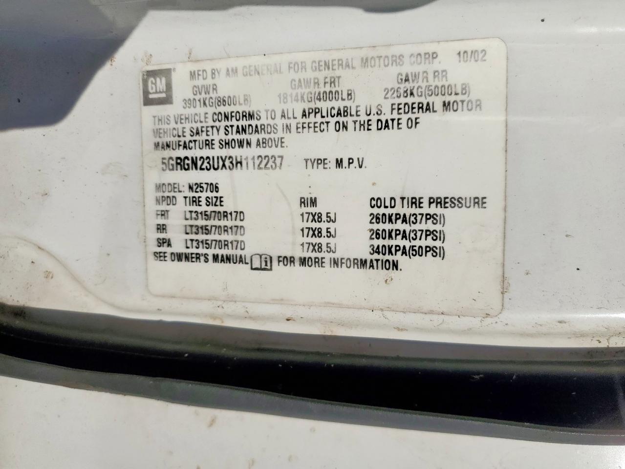 2003 HUMMER H2