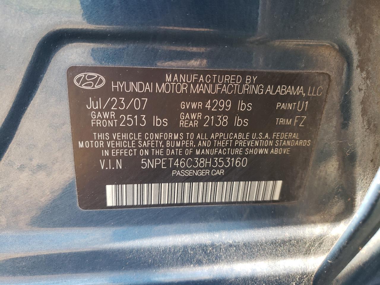 2008 HYUNDAI SONATA