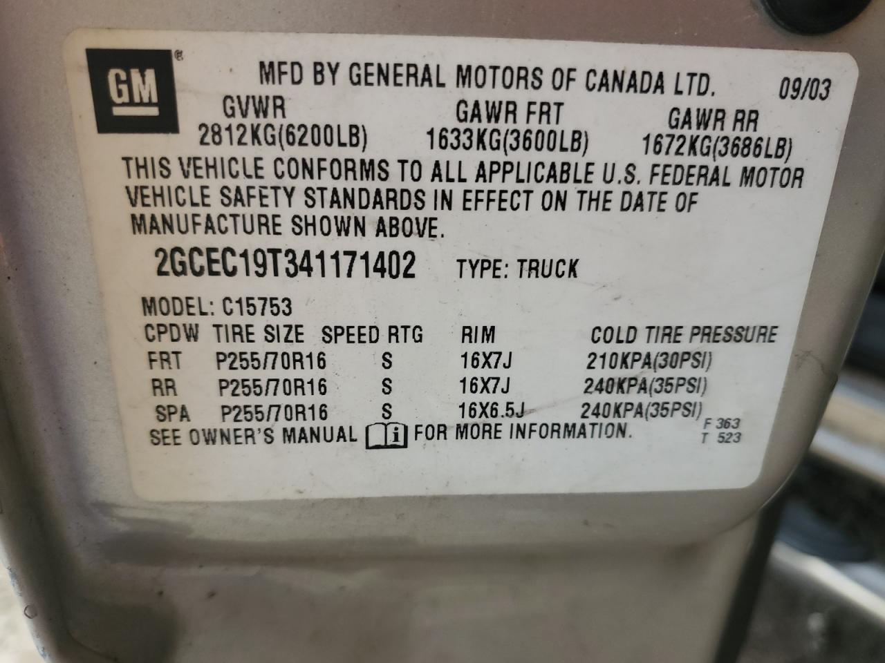2004 CHEVROLET SILVERADO 1500