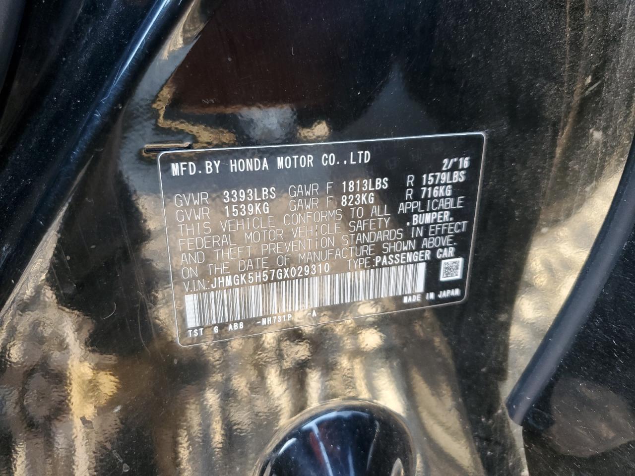 2016 HONDA FIT