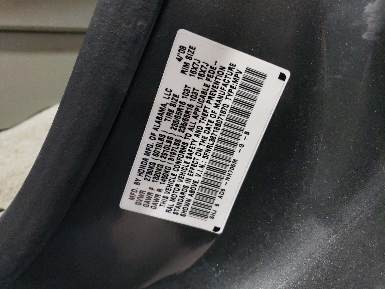 2008 HONDA ODYSSEY