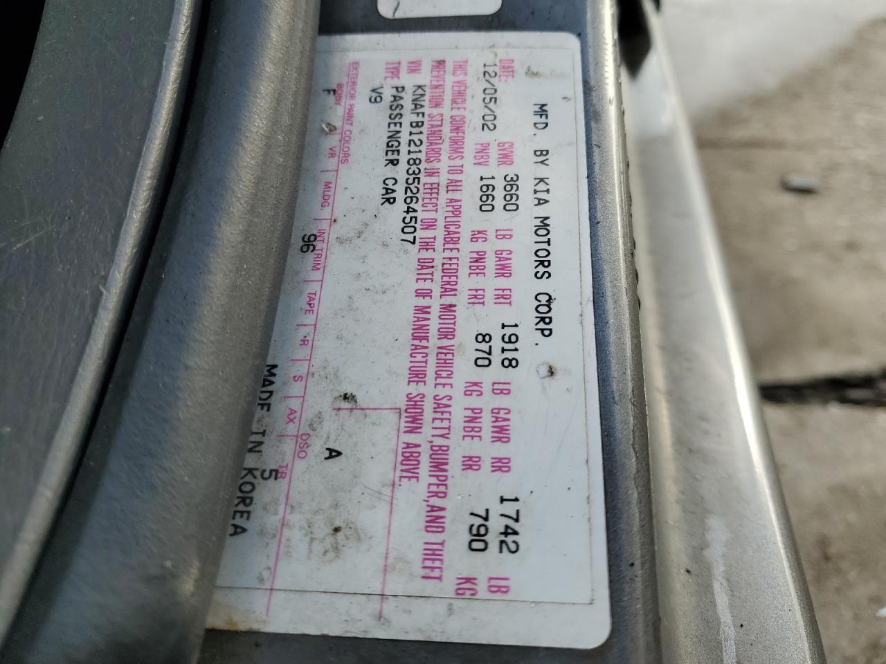 2003 KIA Spectra
