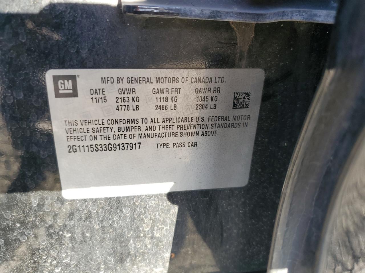 2016 CHEVROLET IMPALA