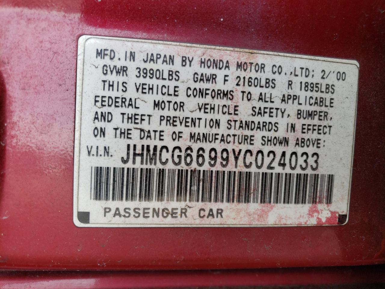 2000 HONDA ACCORD