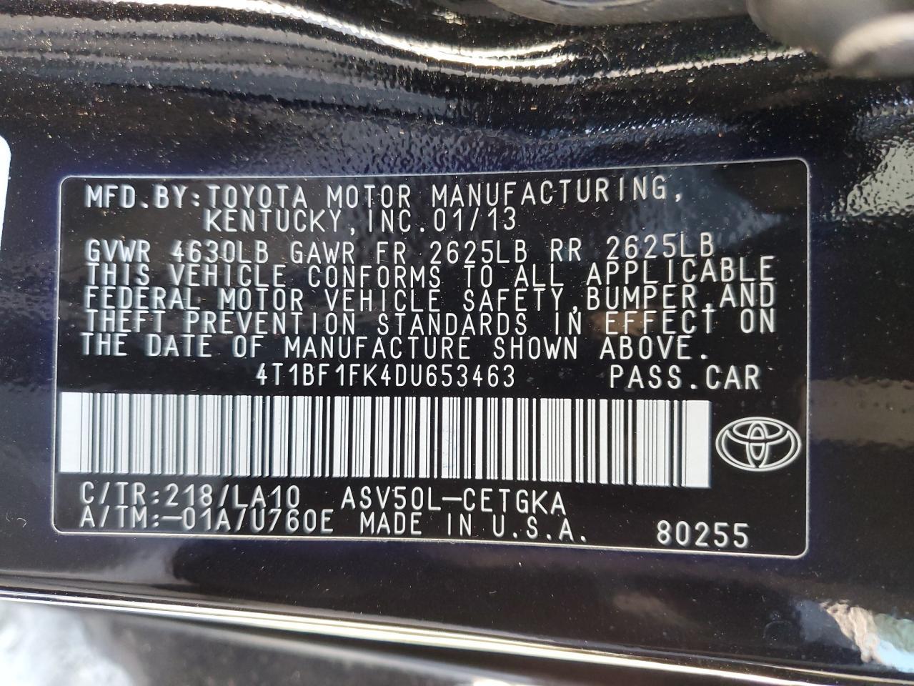 2013 TOYOTA CAMRY