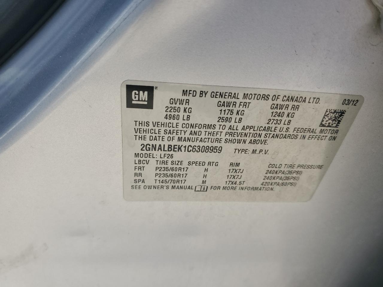 2012 CHEVROLET EQUINOX