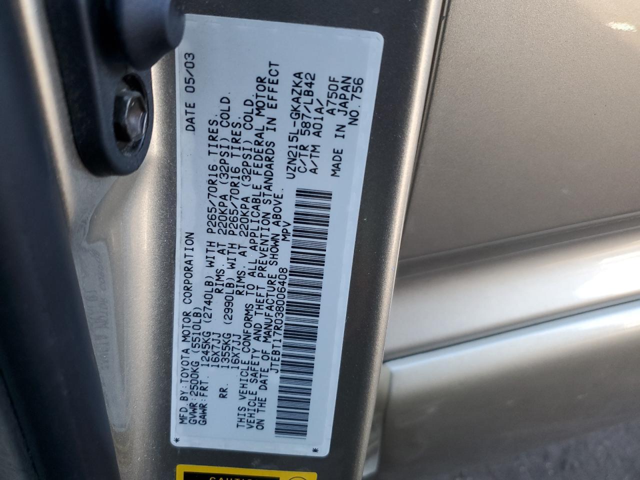 2003 TOYOTA 4Runner