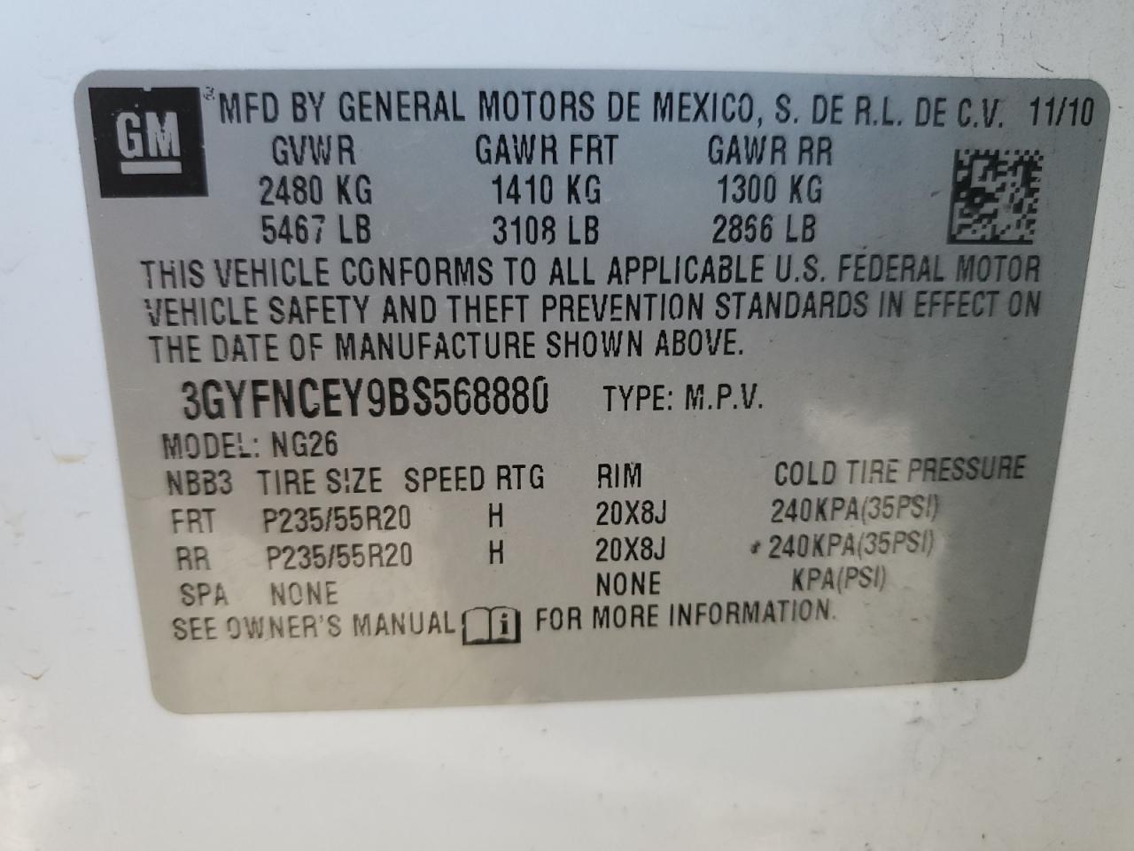2011 CADILLAC SRX