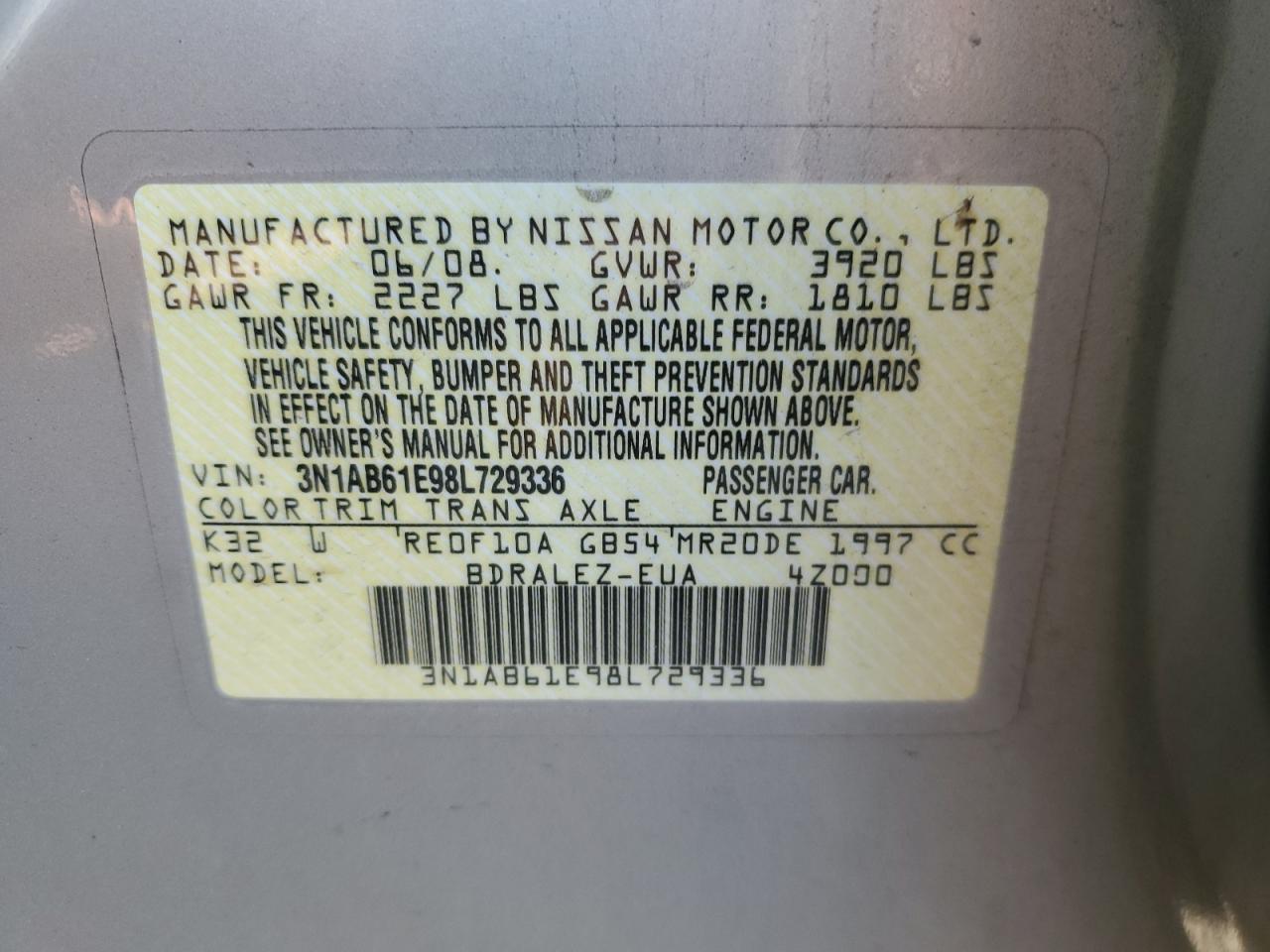 2008 NISSAN SENTRA