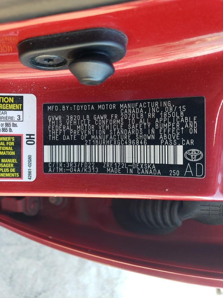 2016 TOYOTA COROLLA