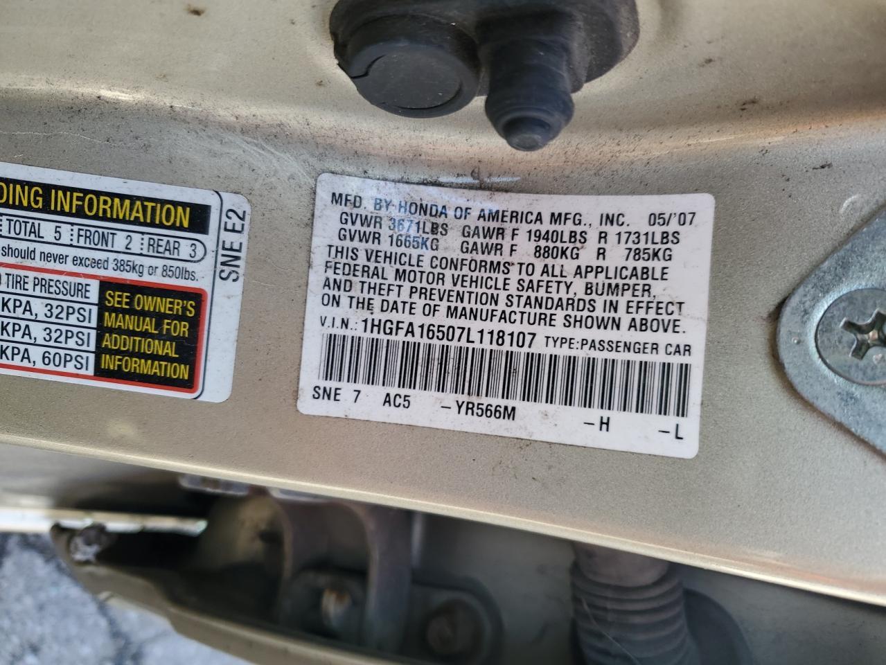 2007 HONDA CIVIC