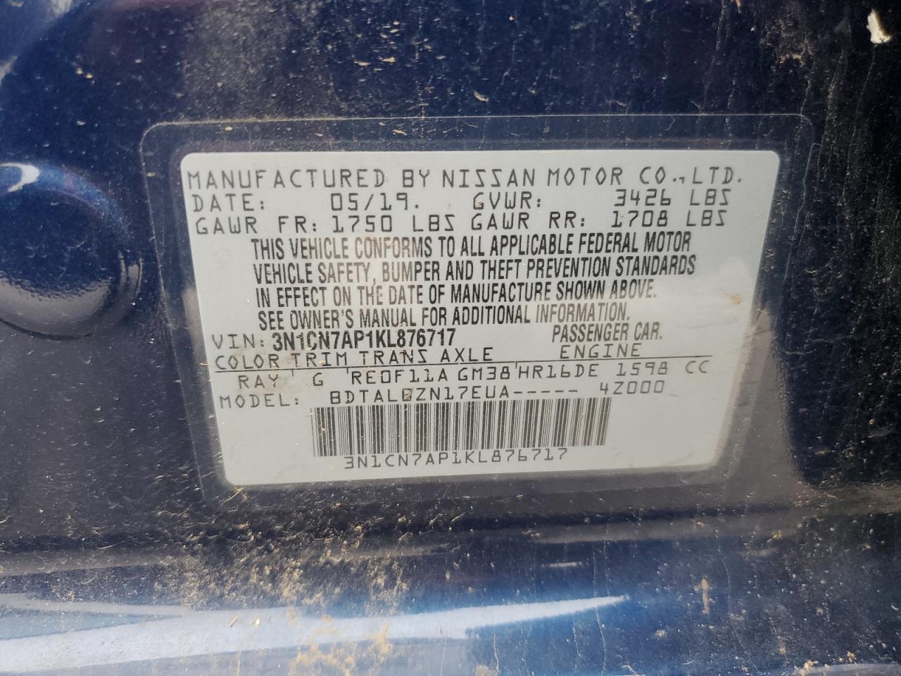2019 NISSAN VERSA