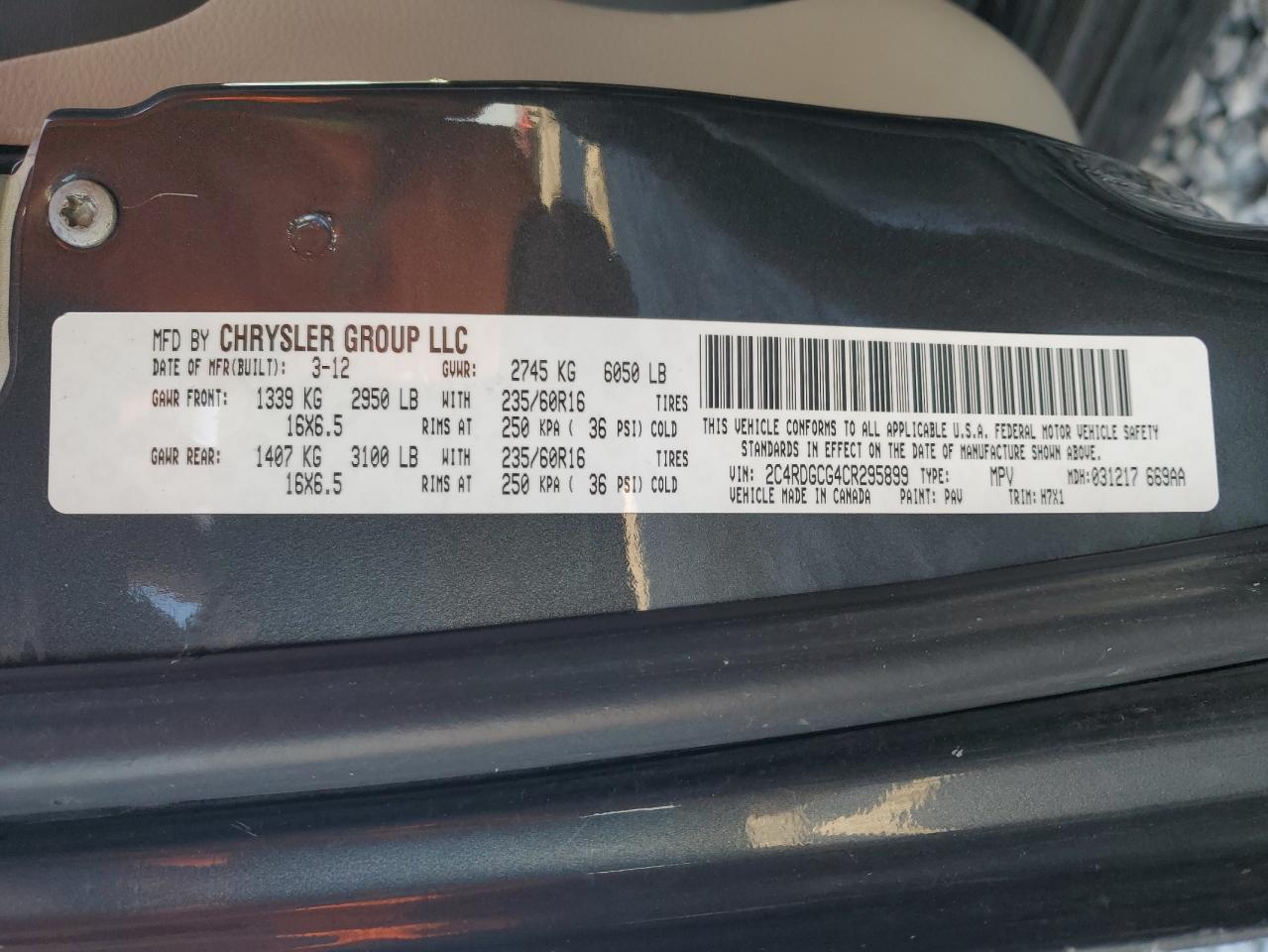 2012 DODGE GRAND CARAVAN